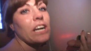 Whore with huge tits is a cocksucking machine at the glory hole