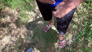 Fuck and Cum in Thong in Public Park Summer