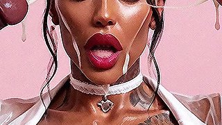 Hot Nurse in Gloryhole Club, Big Tits, Gloryhole Bukkake, Big Dick Sucking Cock