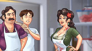 Raunchy anime cartoon features monster and sexy stepmom getting involved in wild action