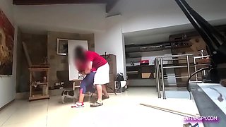 Baths Spy On My Hawt Maid Previous To Pounding Her Cakes