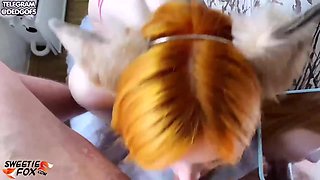 Redhead teen blowjob horny video