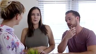 Cherie Deville seduces her student Blair Williams and Blairs stepbrother for a hardcore threesome that gets her cumming