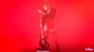 Angel Youngs' Bold Elegance in a Solo Lingerie Show