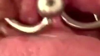 Extreme Close Up Rubbing My Pierced Clit by MakeUp Brush and Huge Orgasm make me completely Wet my Pussy