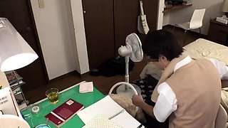 Hot japanese teen shoves this big cock inside her