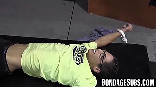 Interrogator Vin flogs the bound captive brutally