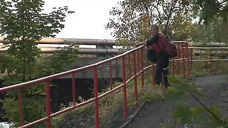 Young girl fucked outside by an old man