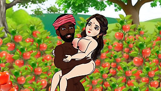 Husband and wife fucked in tomato field, big tits and big black cock.