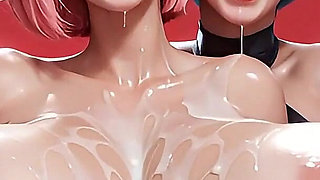 Girls Go Milky Ninja Cosplay Hotties Suck Their Fat Tits & Spray Milk