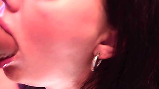 CFNM Perfect close-up blowjob my a hot MILF in black stockings