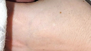 Step mom grabs step son big dick in erection for handjob