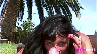 Racy Dark-haired MILF - Horny Fucked by the Pool