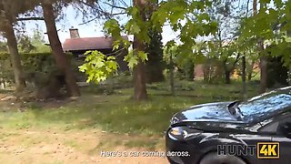 Blonde babe with big tits gets unexpected cuckold cocksucking ending