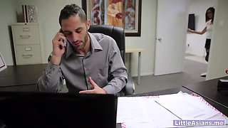 Teenager asian real estate agent is kinky at job interview