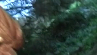 Hot Blonde Teen Dogging Slut Sucks off Two Big Cock Studs in the Woods