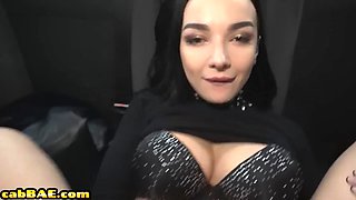 Busty taxi driver spreading her pussy for a lucky client