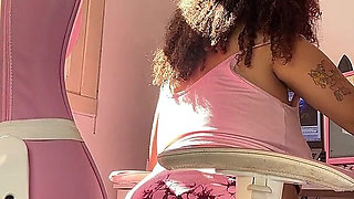 Chubby Ebony Giantess Fart Domination Punishes Tiny Man