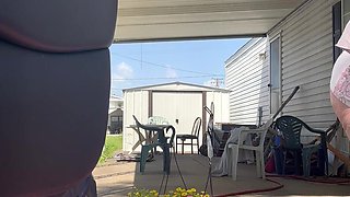 Watering Flowers Flashing Tits and Ass