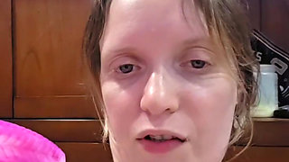 Dirty talking wife cums twice with huge squirt while video sexing