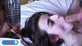 Extreme amateur pov blowjob with brunette babe