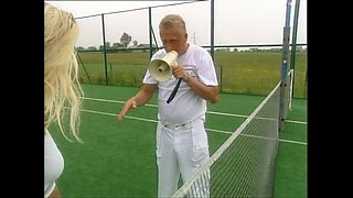Wonderful Amateur MILF with Big Tits Ass Fucked in the Tennis Court and Cumshot on Pussy by Huge Cock