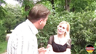 Skinny Blonde Picked up for Outdoor Fuck