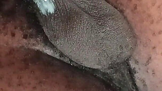 Ebony Ass Girl Next Door with Creamy Pussy Riding Raw Black Dick.