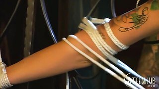 Delicate Lexi Bardot and Steven French's pantyhose action