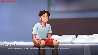 Summertime Saga by Darkcookie - MILF Landlady Caught Him Jerking off to Her Panties, MILF Caught Him Sniffing Her Panties