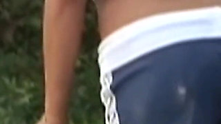 Busty Brunette Gets All Wet While Cleaning a Car and Gets Fucked by a BBC.