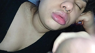 CREAMPIE ON THE SLUT'S FULL LIPS, WITH THE BEST ASMR OF HER MOUTH