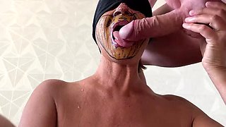 Stepmom Gives Stepson Blowjob and Swallows Cum - TaniaMilf Oral Creampie