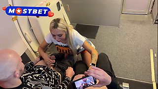 Adult star Thegintonic gets double teamed by two admirers on a flight to her vacation
