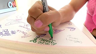 Gracie Glam nineteen yo cutie huge schlong Pov Blowjob and swallow sperm sperm of her lillipop