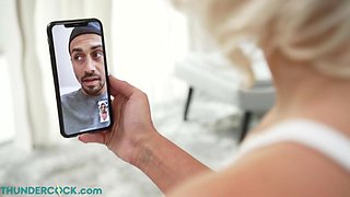 Busty Blonde Charli Phoenix pays off son's debt with her pussy