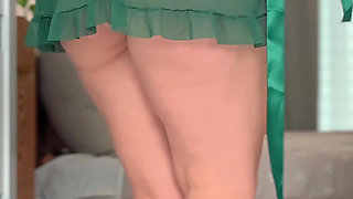 Amazing MILF in Green Sexy Lingerie