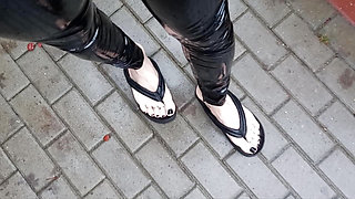 wet feet - flip flops and latex