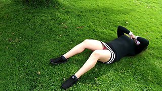 Latina Slut Stepmom Shows Her Underwear and Vagina in the Park 1-2