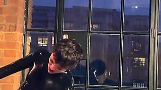 Fucking Ballhooded Sissy by the Window for Whole World to See