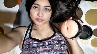 Naughty college girl moans while touching her pussy