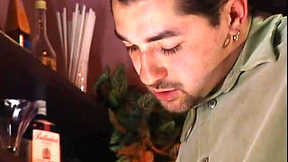 The Bravest of the Three Girlfriends in the Billiard Salon Gets a Blowjob From the Boss DJ