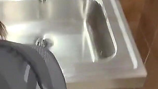 Cheating Wife Begs for Creampie During Sneaky Hookup in Public Washroom