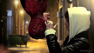 Spiderman gets lucky as sexy stranger Capri Anderson gives head