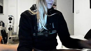 Perfect blond making solo masturbation