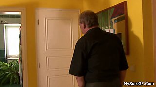 Dude catches teen GF doggystyled by his old dad
