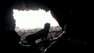 Couple recorded at the beach, inside the cave
