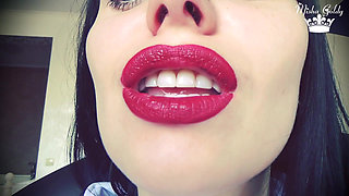 Smoke from dark red big lips