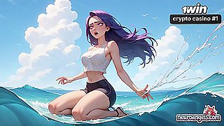 Red-hot ocean wave romp on the beach with purple haired passion! Amazing xxx, muddy hardcore, and naked
