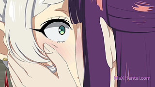 Frieren x Fern x Ubel: Hot Lesbians Threesome (Cartoon Sex)